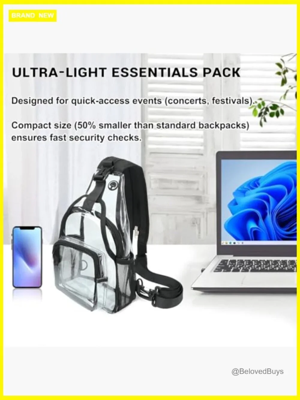Small Clear Backpack for Women - Convertible Sling & Shoulder, Stadium Approved